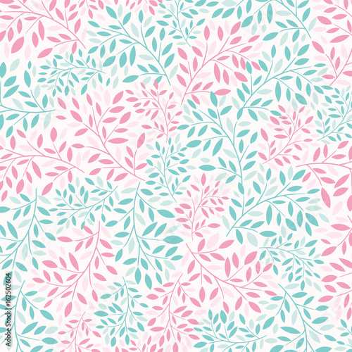 Cute pink and blue leaves seamless pattern © Drobot Dean