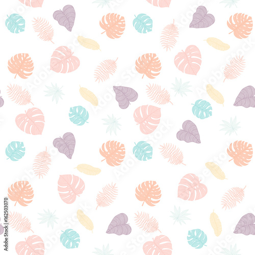 Seamless tropical palm leaves pattern