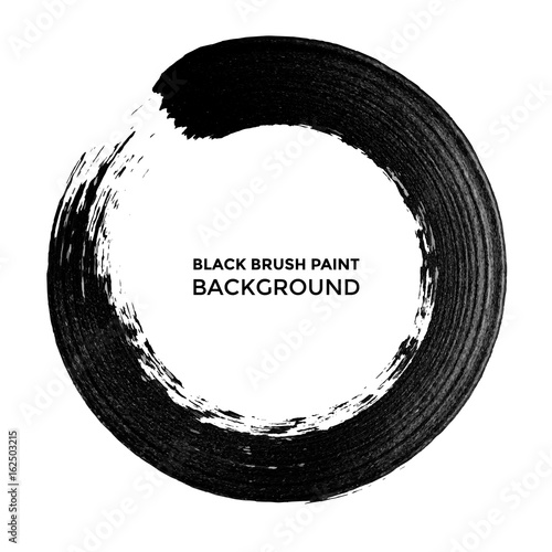 Vector black ink circle paint stroke.