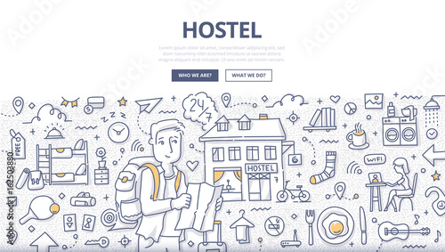 City Hostel Doodle Concept