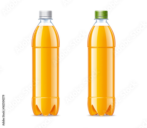 Blank plastic bottles 0,5L with orange juice  photo