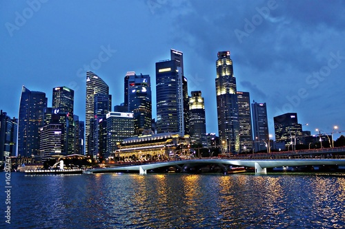 City by Night, City  Center Singapore, Cityscape, Urban Landscape,  Bridge and Building © teoyeekhai