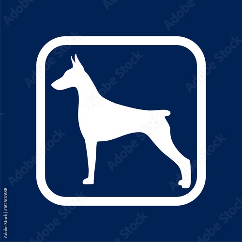 Doberman dog silhouette, side view, vector
