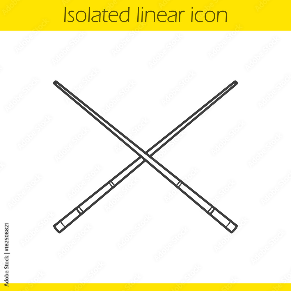 Fototapeta premium Crossed billiard cues linear icon