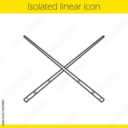 Crossed billiard cues linear icon