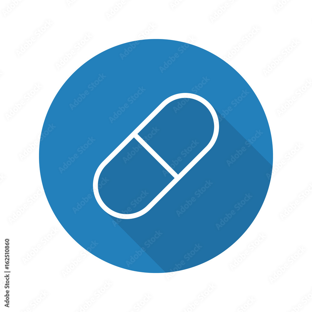 Medicine pill flat linear long shadow icon