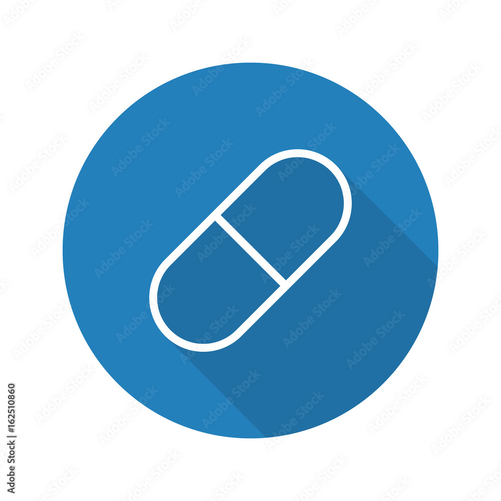 Medicine pill flat linear long shadow icon Medicine pill flat linear long shadow icon