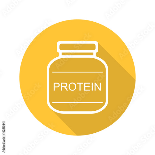 Protein powder jar flat linear long shadow icon