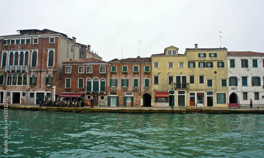 Facades of old houses in Venice