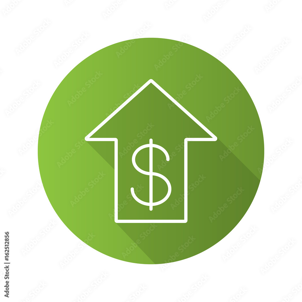 Dollar rate rising flat linear long shadow icon Dollar rate rising flat linear long shadow icon