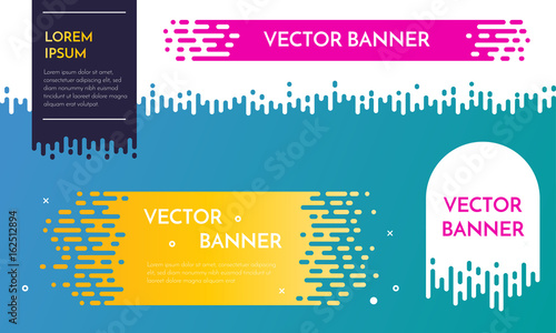 Vector banner template design with dripping irregular flow effect.