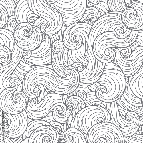 Seamless abstract hand-drawn waves pattern