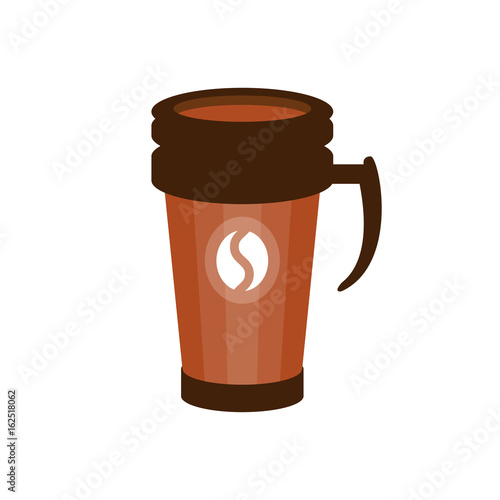 Takeout coffee in a brown thermo cup vector Illustration
