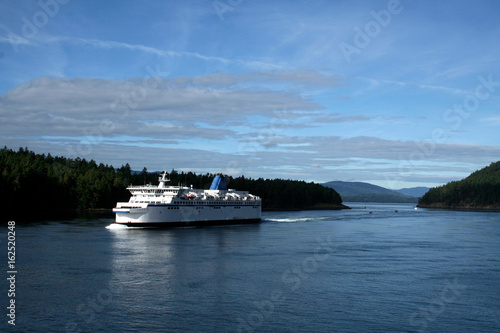 Ferry sailing through the isles of the Strait of Georgia, British Columbia, Canada
