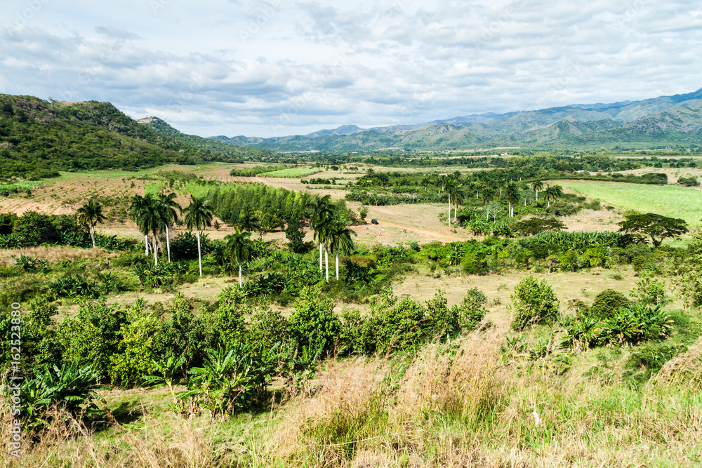 Landscape of Valle de los Ingenios valley near Trinidad, Cuba