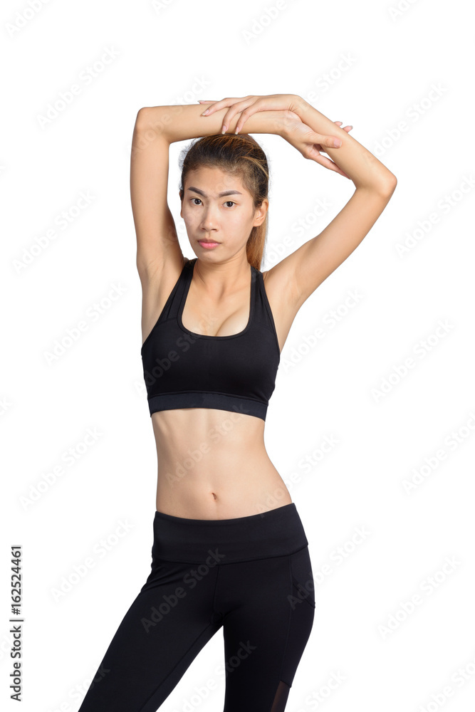 Growth portrait of fitness woman in sportswear. Growth portrait of fitness woman in sportswear.