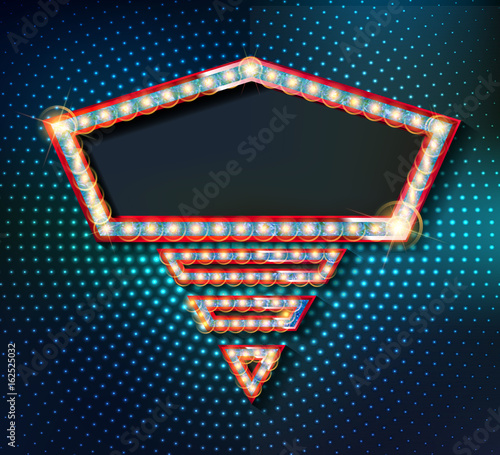 Retro marquee stylish frames with light bulbs.