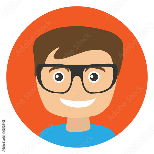Boy in glasses. Vector illustration. Character icon.