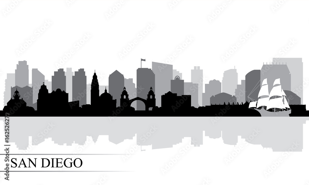 Obraz premium San Diego city skyline silhouette background