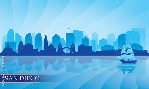 San Diego city skyline silhouette background