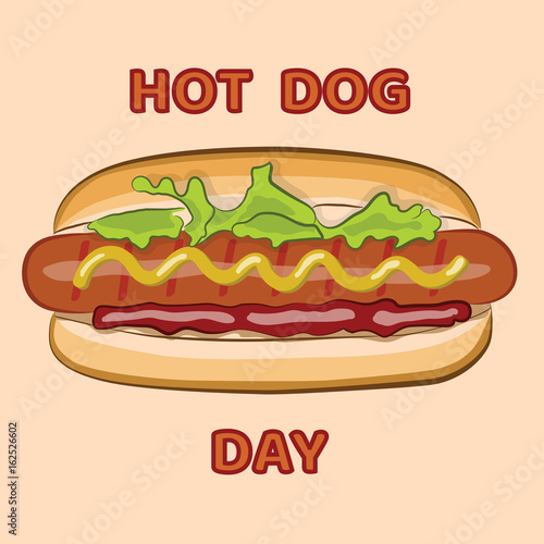National day hot dog. Vector illustration