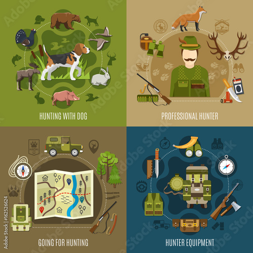 Hunting Concept Icons Set