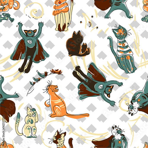 seamless pattern with cats