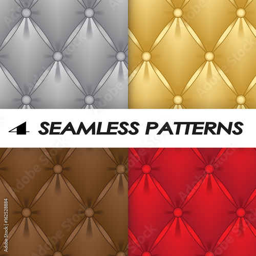 set of seamless patterns with soft upholstery in a realistic style