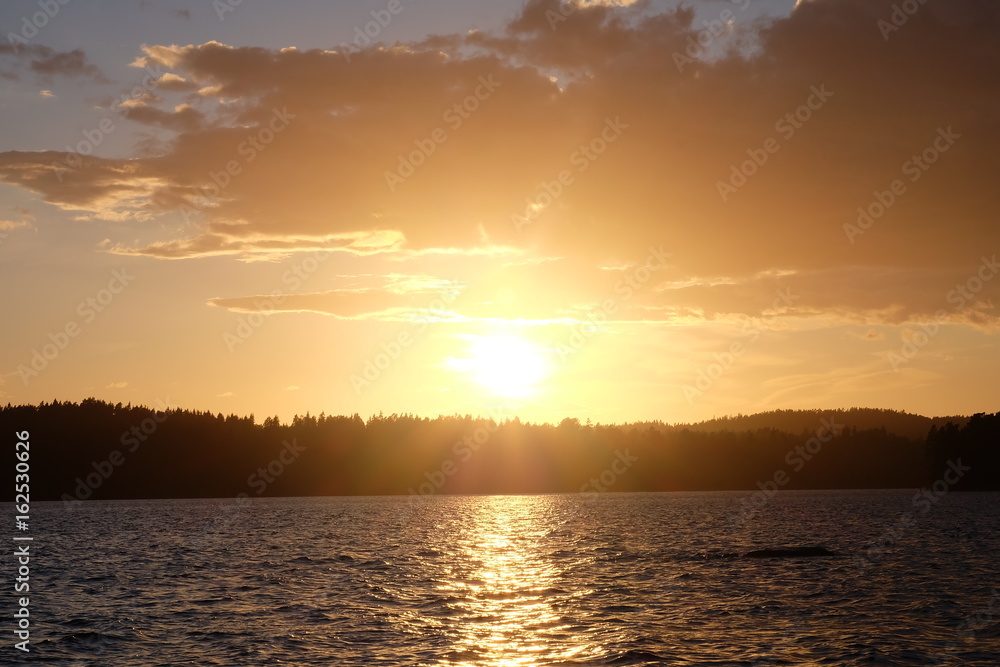 Sunsset at lake ins Sweden