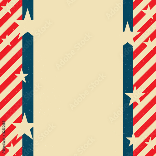 Fourth of July patriotic background with stars and stripes designed with retro flag colors