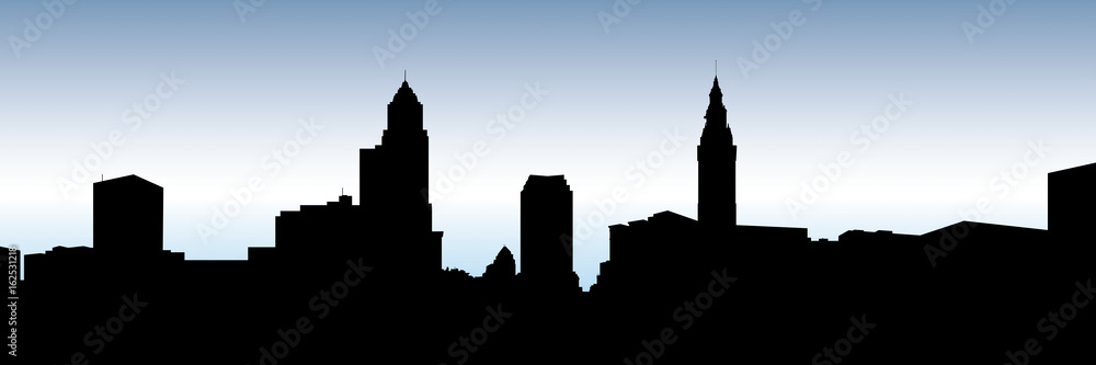 Skyline silhouette oft he city of Cleveland, Ohio, USA.
