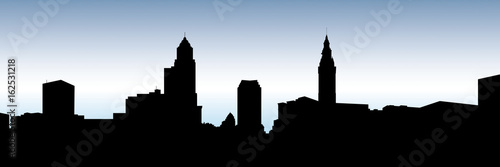 Skyline silhouette oft he city of Cleveland, Ohio, USA.