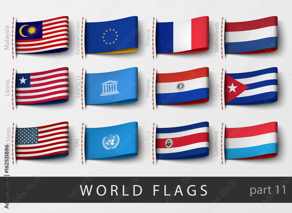 Vector set of flag labels
