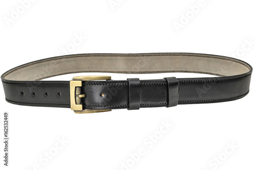 One gold prong belt with buckle, close up, isolated