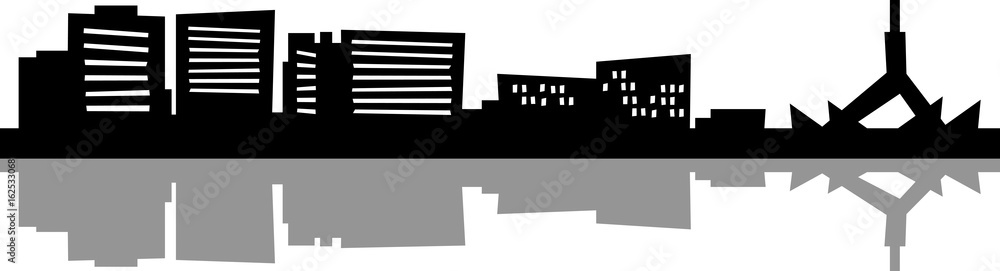Cartoon skyline silhouette of the city of Canberra, Australia. Cartoon skyline silhouette of the city of Canberra, Australia.