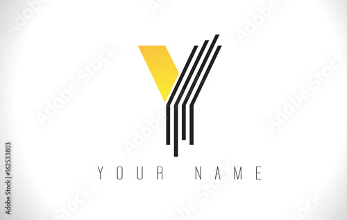 Y Black Lines Letter Logo. Creative Line Letters Vector Template.