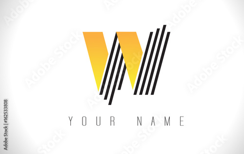 W Black Lines Letter Logo. Creative Line Letters Vector Template.