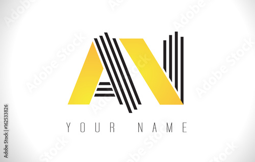 AN Black Lines Letter Logo. Creative Line Letters Vector Template.