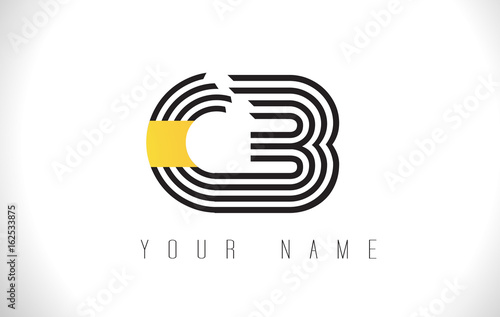 CB Black Lines Letter Logo. Creative Line Letters Vector Template.