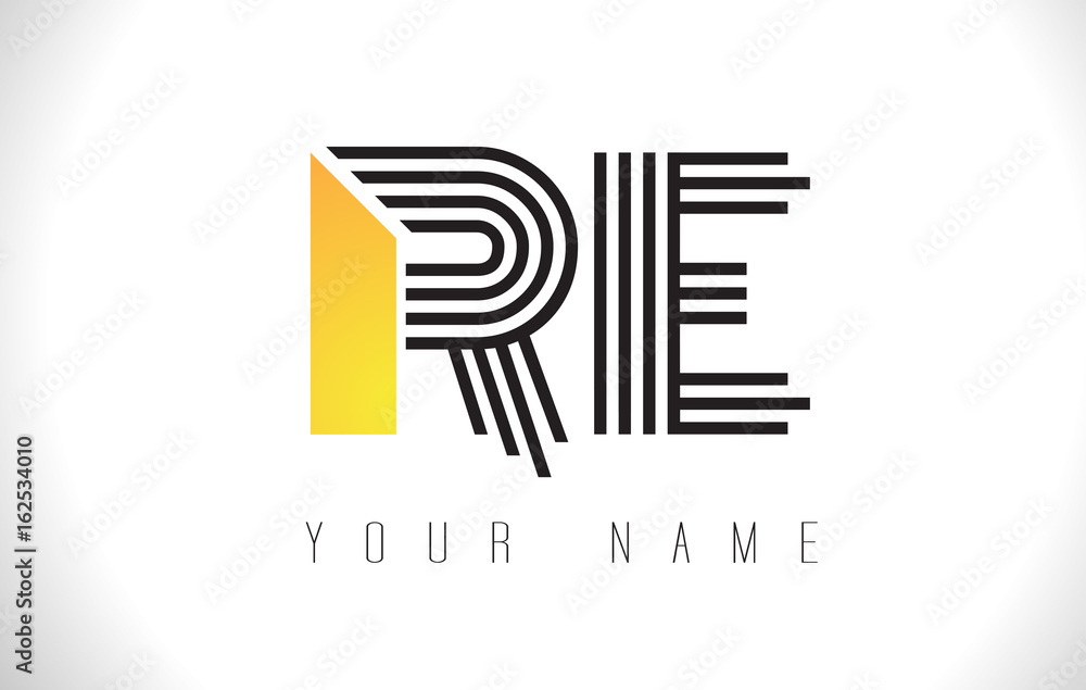 RE Black Lines Letter Logo. Creative Line Letters Vector Template. RE Black Lines Letter Logo. Creative Line Letters Vector Template.