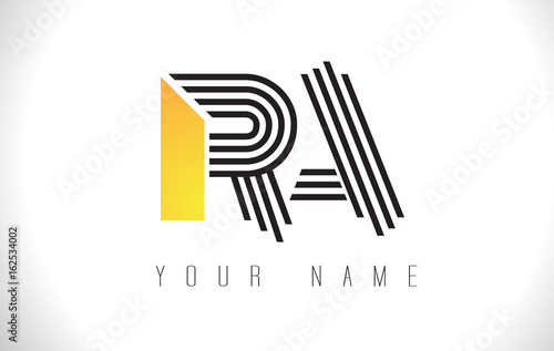 RA Black Lines Letter Logo. Creative Line Letters Vector Template.