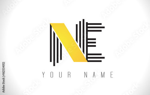 NE Black Lines Letter Logo. Creative Line Letters Vector Template.