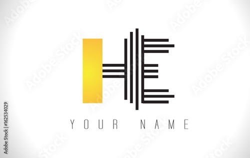 HE Black Lines Letter Logo. Creative Line Letters Vector Template.