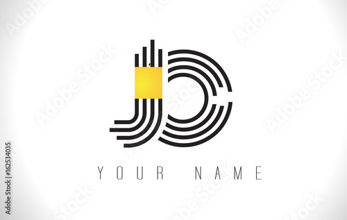 JO Black Lines Letter Logo. Creative Line Letters Vector Template.