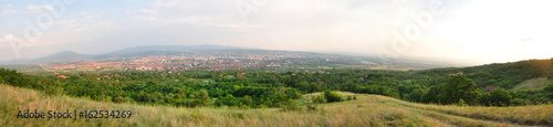 Panorama of city in the evening. Panoramic view city of Nis, Serbia
