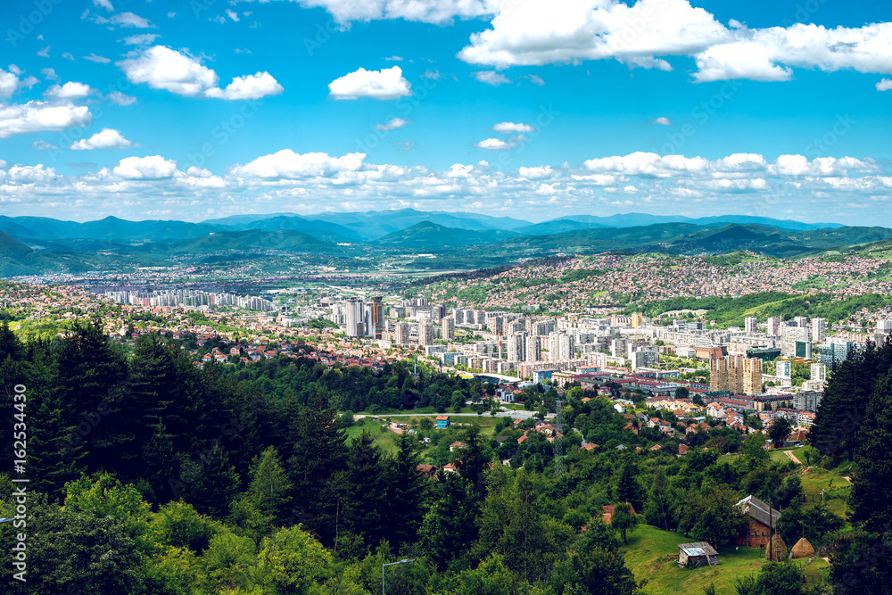 Panorama of Sarajevo from Trebevic mountain.