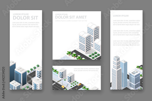 Set business card template. For real estate agencies, construction companies and creative background, tourist and urban companies