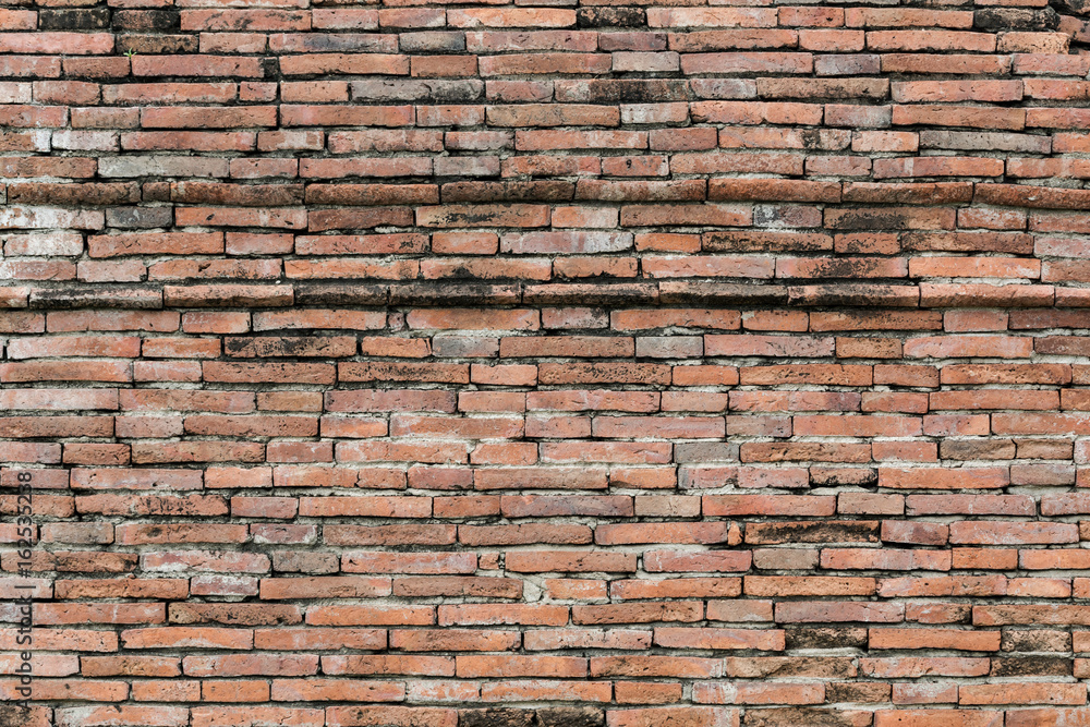 Fototapeta premium Old Brick Wall Of Temple In Ayutthaya Province,Thailand.