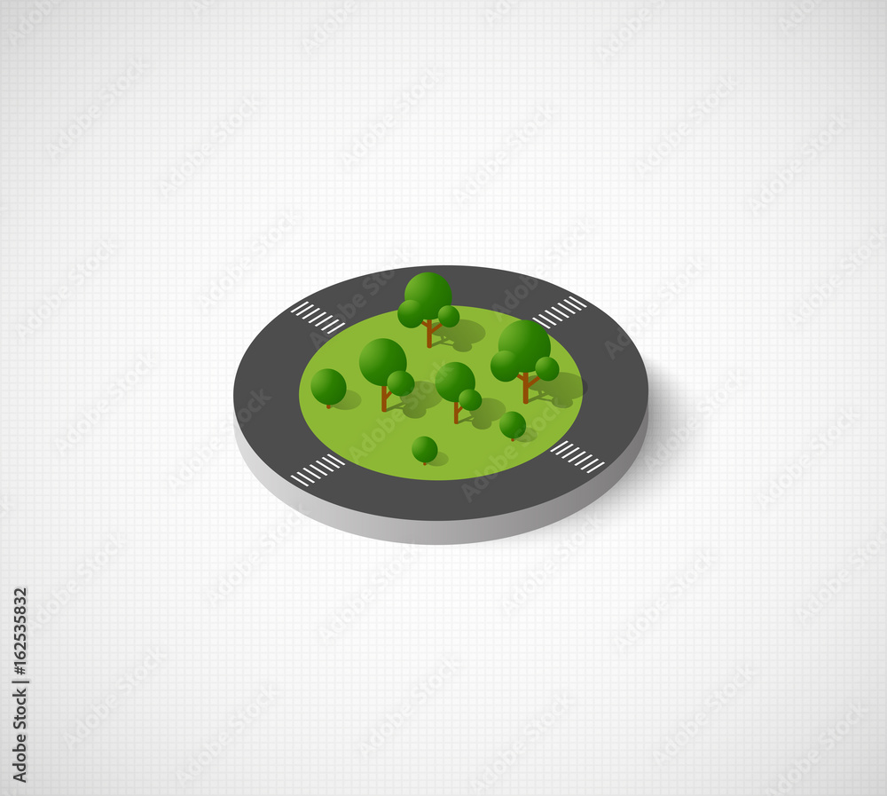 Isometric 3d trees for landscape design. Vector illustration isolated. Icons for city maps, games and your town