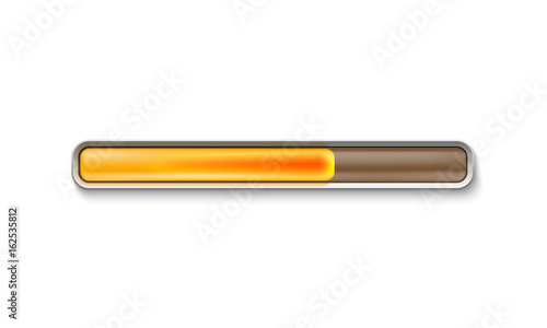 Orange loading bar isolated on white background.